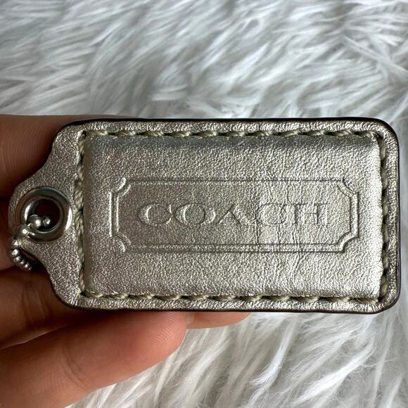 2.5" COACH Silver Fob Bag Charm Hang tag Hangtag - Picture 1 of 2